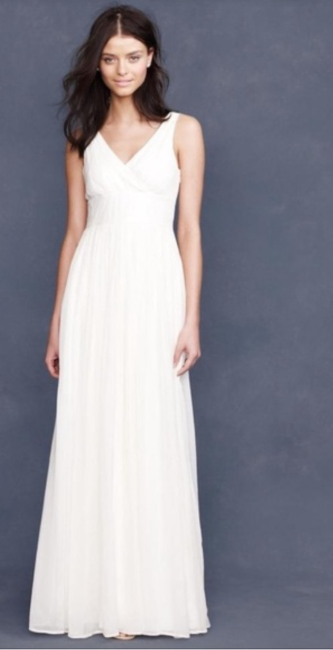 NWT J.Crew Ivory Silk Chiffon Mirabelle Gown - Style #66754 SIZE 2 (DR100